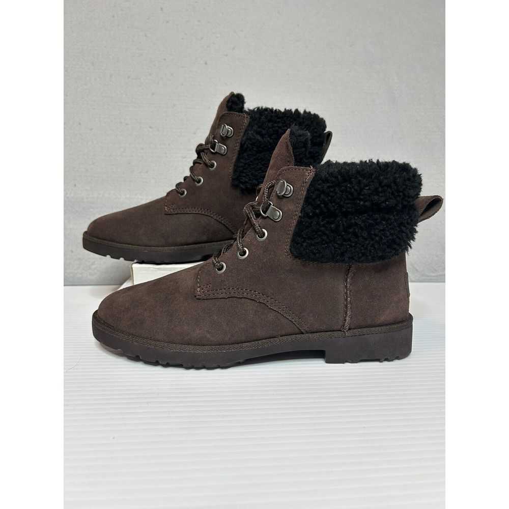 NEW Ugg Women US 7.5 / 38.5 EU Romely Heritage Lace‎ Burnt Cedar Suede/UggPlush